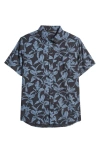 Travismathew Photo Finish Short Sleeve Button-up Shirt In Black