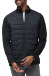 Travismathew Point Of Sail Stretch Mixed Media Puffer Jacket In Black