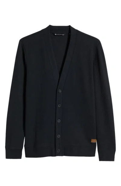 Travismathew Pristine Shore Waffle Cardigan In Black