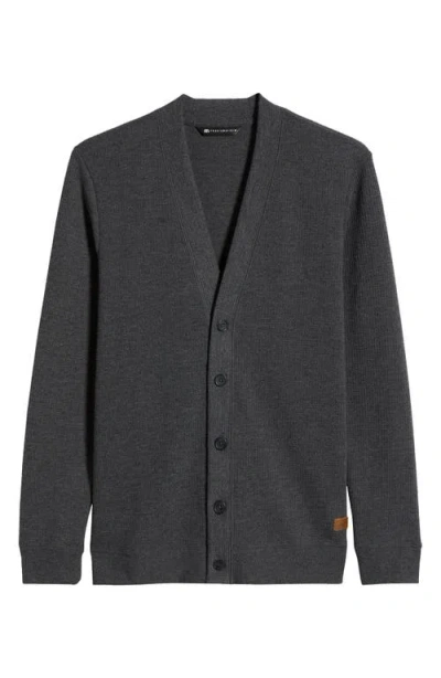Travismathew Pristine Shore Waffle Cardigan In Charcoal
