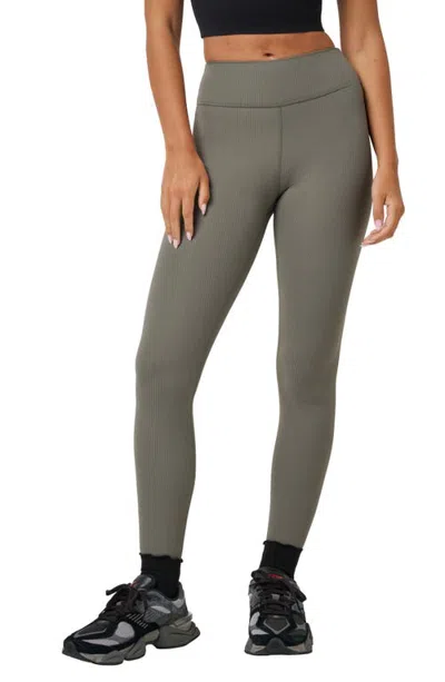 Travismathew Pulse High Waist Rib Leggings In Green