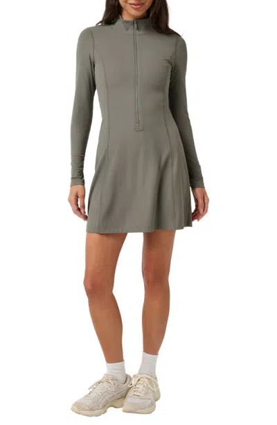 Travismathew Pulse Long Sleeve Zip Minidress In Green