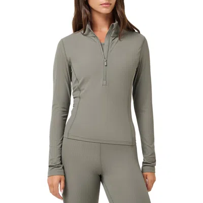 Travismathew Pulse Performance Ribbed Half Zip Pullover In Gray