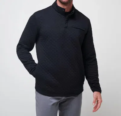 Travismathew Quilted Henley Pullover Sweatshirt In Black In Blue