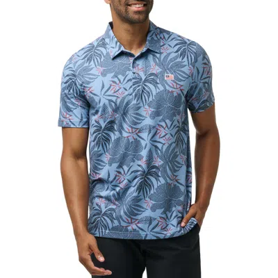 Travismathew Red Letter Day Leaf Print Polo In Quiet Harbor