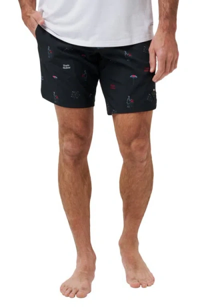 Travismathew Red White & Booyah Board Shorts In Black