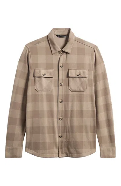 Travismathew Return Flight Plaid Long Sleeve Knit Shirt In Gray
