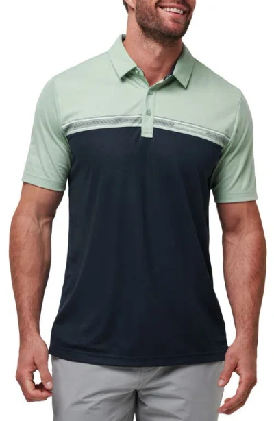 Travismathew Rustic Route Colorblock Polo In Jadeite