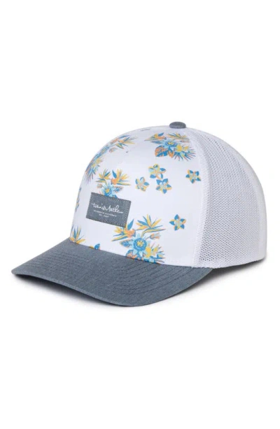 Travismathew Salt Pond Beach Floral Trucker Hat In White