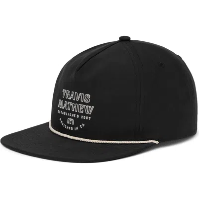 Travismathew Salted Shore Adjustable Snapback Cap In Black