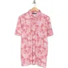 Travismathew Sea Journey Leaf Print Stretch Polo In Earth Red