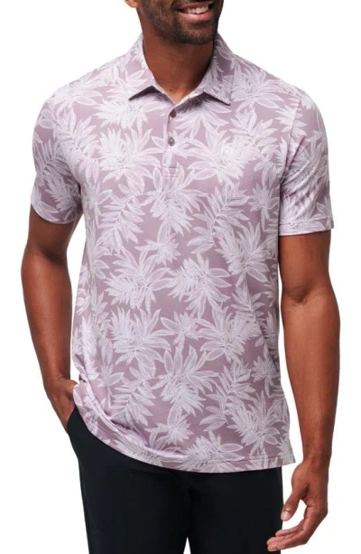 Travismathew Sea Journey Leaf Print Stretch Polo In Elderberry