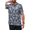 Travismathew Sea Journey Leaf Print Stretch Polo In Total Eclipse