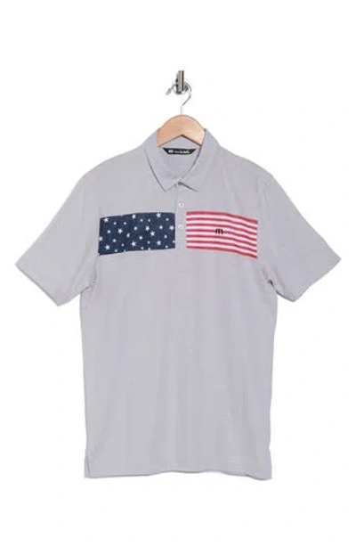 Travismathew Sea To Sea 2.0 America Graphic Polo In Heather Light Grey