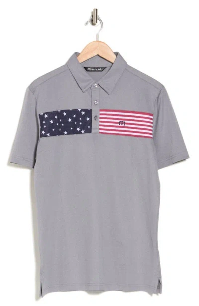 Travismathew Sea To Sea Americana Polo Shirt In Heather Medium Grey
