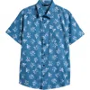 Travismathew Seamate Floral Short Sleeve Button-up Shirt In Blue