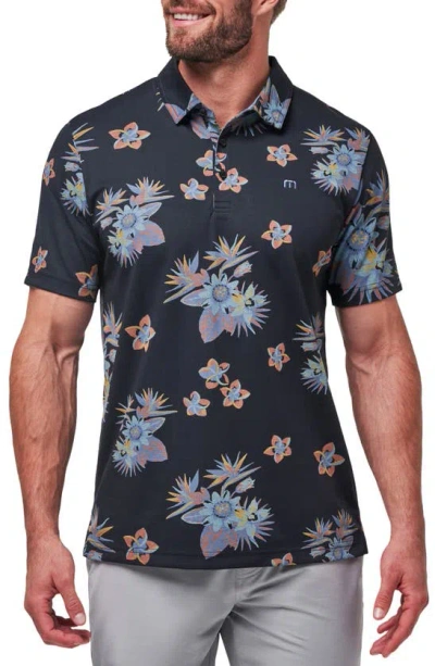 Travismathew Secluded Island Floral Piqué Polo In Black