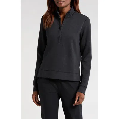 Travismathew Shadow Mirage Half Zip Pullover In Heather Black
