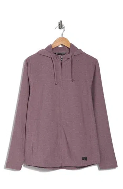 Travismathew Shaker Heights Full Zip Hoodie In Heather Mauve Wine