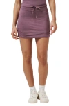Travismathew Skyline Ruched Tie Waist Miniskirt In Purple