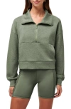 Travismathew Skyloft Half Zip Top In Heather Agave Green