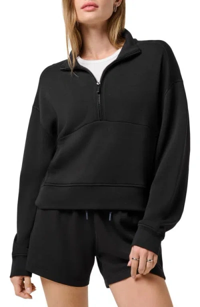 Travismathew Skyloft Soft Half Zip Sweatshirt In Black