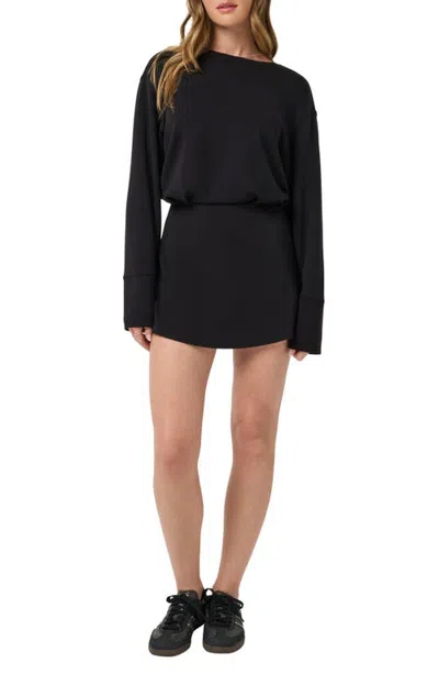 Travismathew Skyloft Soft Long Sleeve Minidress In Black