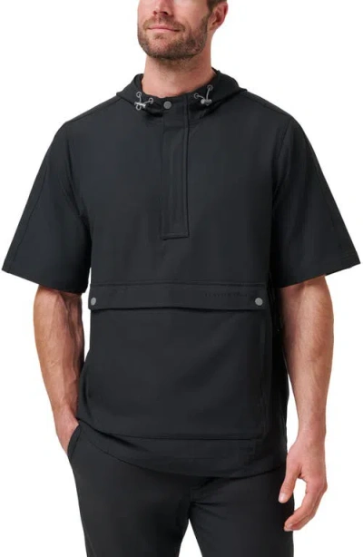 Travismathew Sport Mode Short Sleeve Hoodie In Black