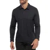 Travismathew State Room Textured Long Sleeve Polo In Black