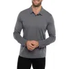Travismathew State Room Textured Long Sleeve Polo In Heather Quiet Shade