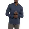 Travismathew State Room Textured Long Sleeve Polo In Heather Total Eclipse
