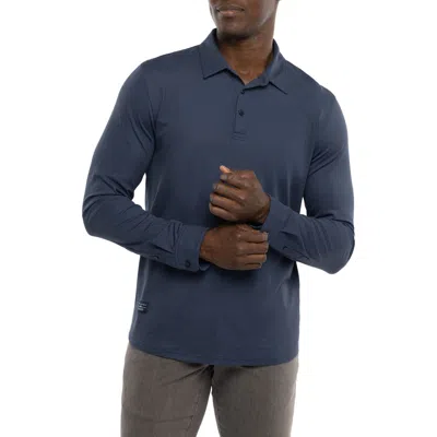 Travismathew State Room Textured Long Sleeve Polo In Heather Total Eclipse