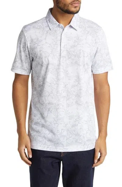 Travismathew Stay On Target Floral Piqué Polo In White/grey