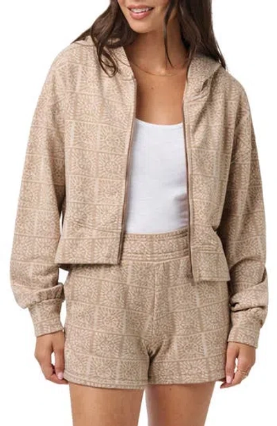 Travismathew Stellar Cloud Fleece Front Zip Hoodie In Brown