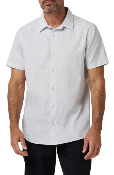 Travismathew Techwoven Flair Short Sleeve Button-up Shirt In White
