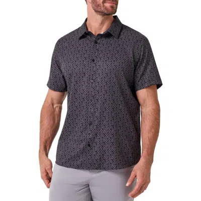 Travismathew Techwoven Sunlight Floral Short Sleeve Performance Button-up Shirt In Gray