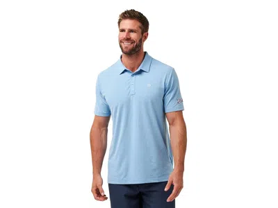 Travismathew Texas Rangers The Heater Polo Men's Short Sleeve Knit Heather Heritage Blue: Sm, Cotton/polyester