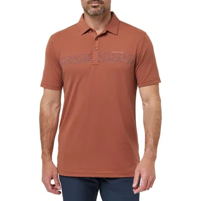 Travismathew The Heater Chest Stripe Performance Golf Polo In Brown