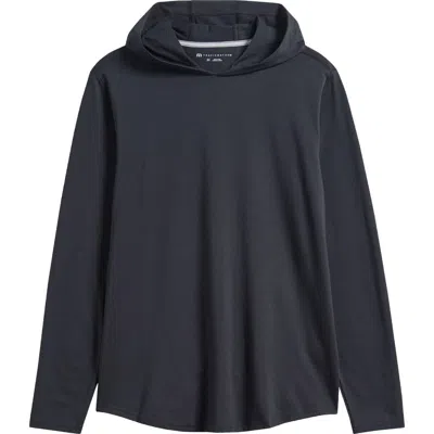 Travismathew The Heater Series Hooded Long Sleeve Performance Jersey T-shirt In Black