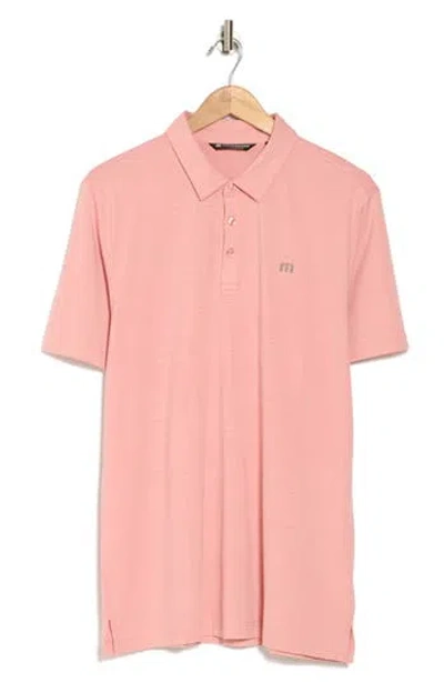 Travismathew The Heater Solid Short Sleeve Performance Polo In Heather Blush