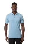 Travismathew The Heater Solid Short Sleeve Performance Polo In Heather Heritage Blue