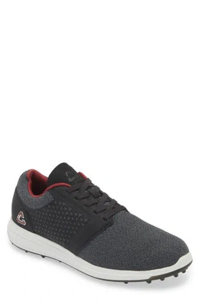 Travismathew The Moneymaker Golf Sneaker In Black/ruby Wine