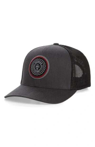 Travismathew The Patch Trucker Hat In Heather Grey Pinstripe
