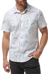 Travismathew The Thick Of It Short Sleeve Button-up Shirt In White Navy
