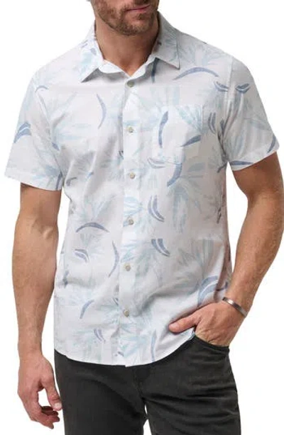 Travismathew The Thick Of It Short Sleeve Button-up Shirt In White Navy