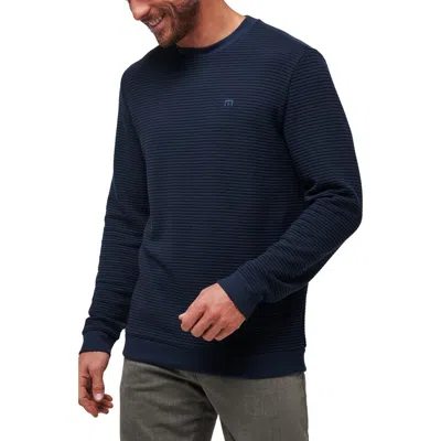 Travismathew Thick As Thieves Rib Crewneck Sweatshirt In Blue