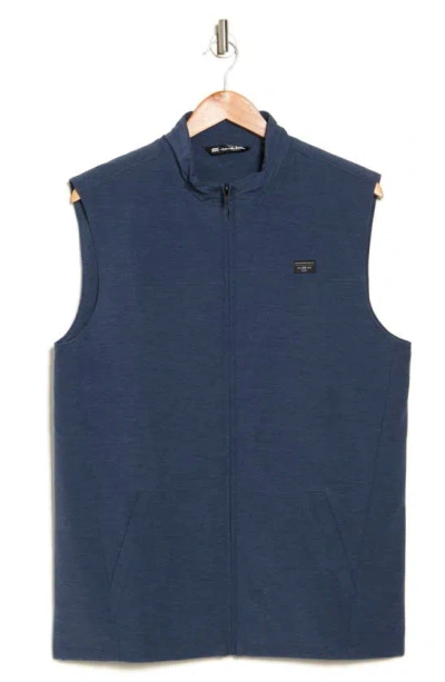 Travismathew Top Of The Line Front Zip Vest In Heather Dress Blues