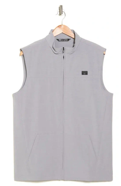 Travismathew Top Of The Line Front Zip Vest In Heather Sleet