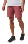 Travismathew Travel Year Flat Front Shorts In Heather Roan Rouge