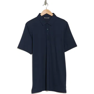 Travismathew Travis Mathew The Zinna Polo Shirt In Vintage Indigo/black
